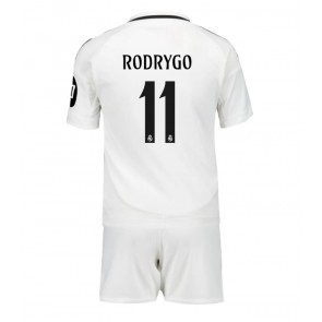 Billiga Real Madrid Rodrygo Goes #11 Hemmatröja Barn 2024-25 Kortärmad (+ Korta byxor)